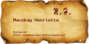 Macskay Henrietta névjegykártya